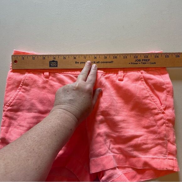 Lilly Pulitzer Neon Orange Linen Shorts Size 00 | Summer Resort Preppy - Picture 4 of 15